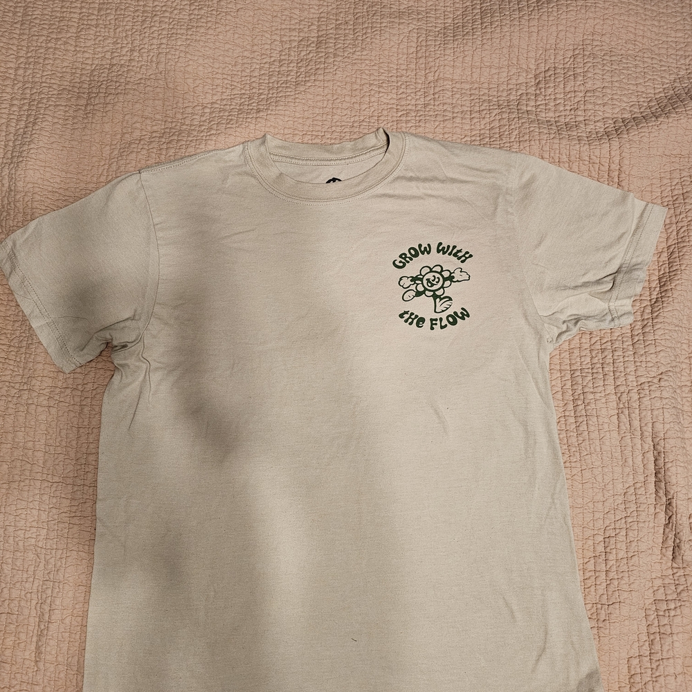 Cream T-Shirt with Green Graphic